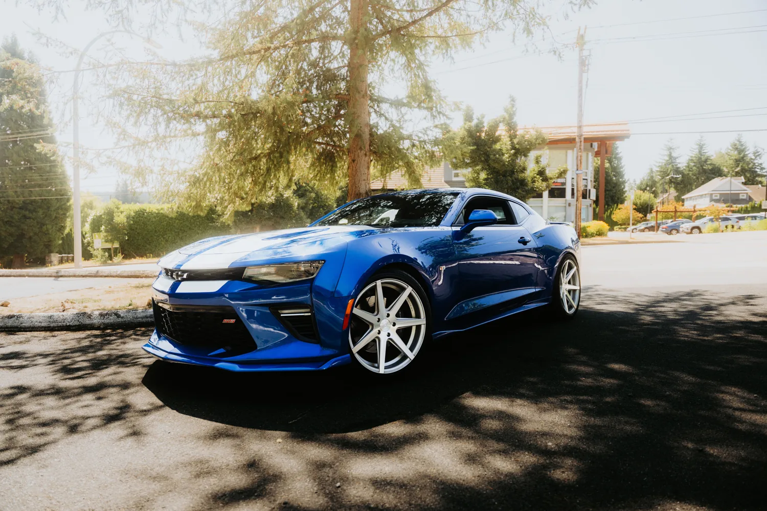 Blue Chevrolet Camaro SS with a fresh ceramic coating