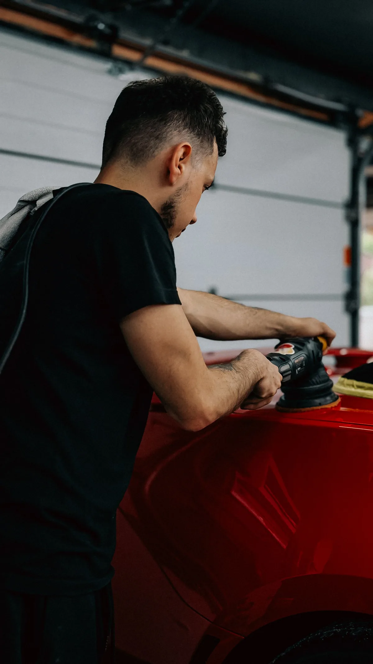 Machine polishing automotive paint to correct swirl marks